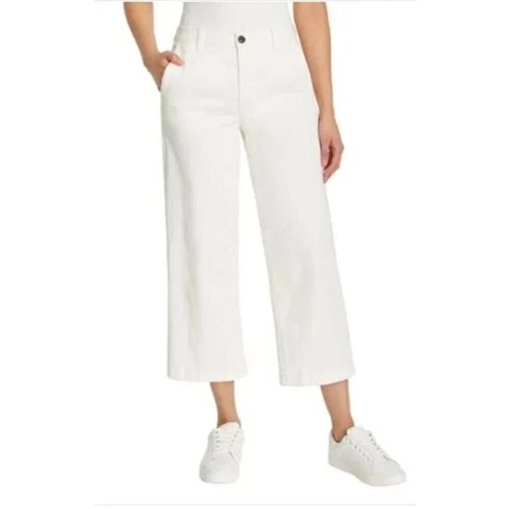 Ella Moss Women's Size 4 Wide-Leg Crop Denim Pants Cream